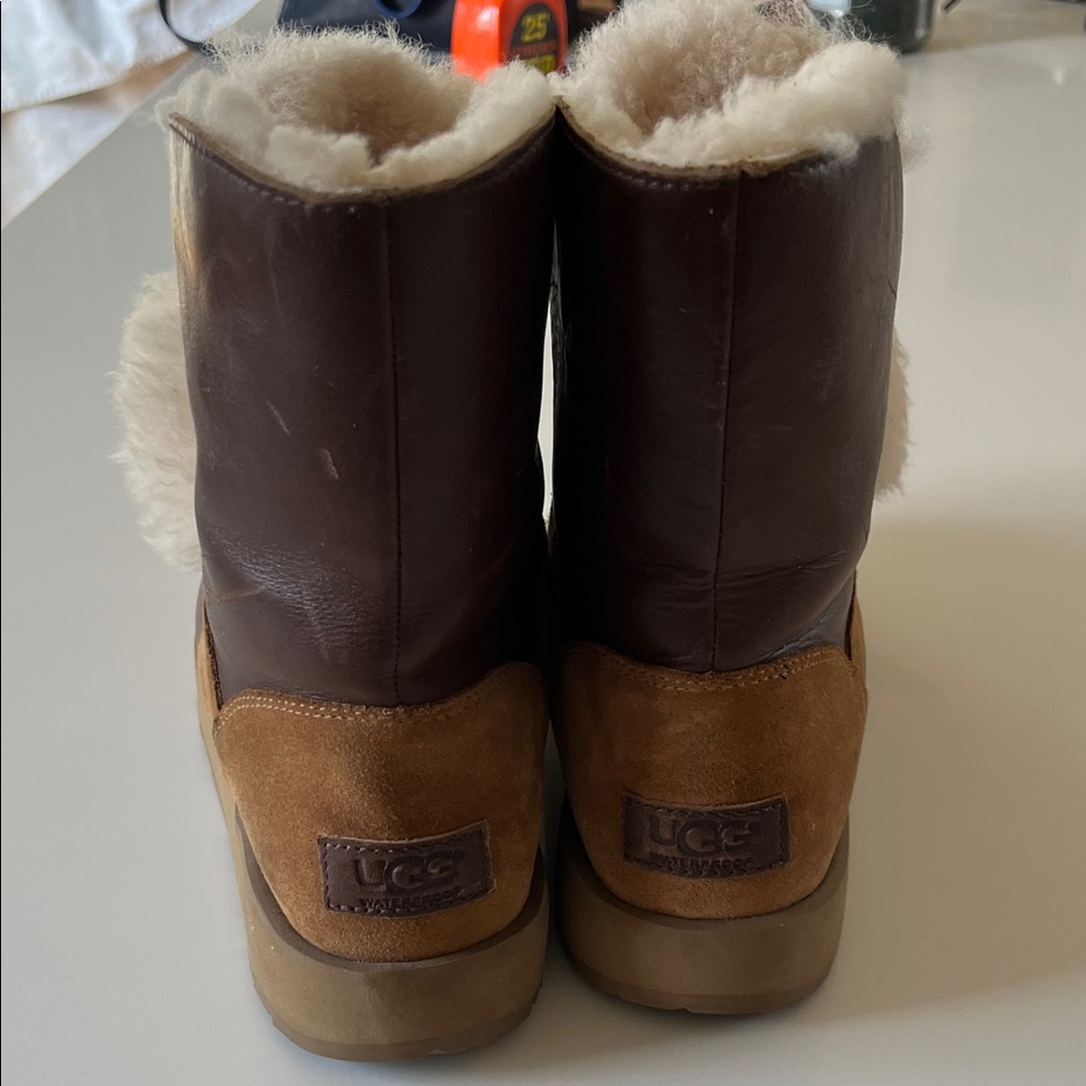 UGG Brown and Cream Winter Boots - Picture 3 of 10